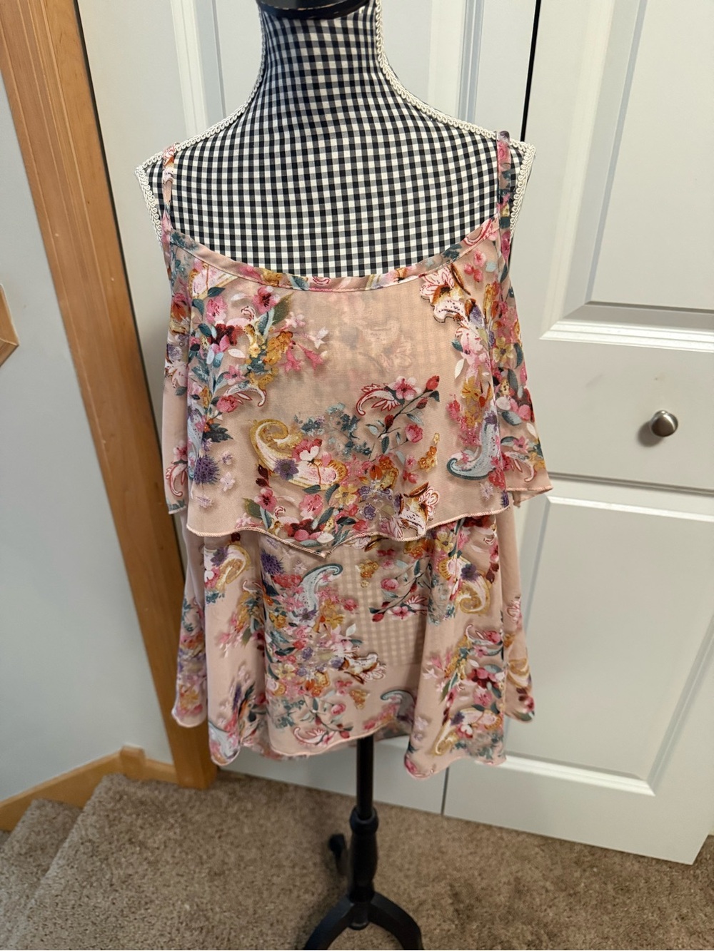 Floral Ruffle Spaghetti Strap Top - Pink